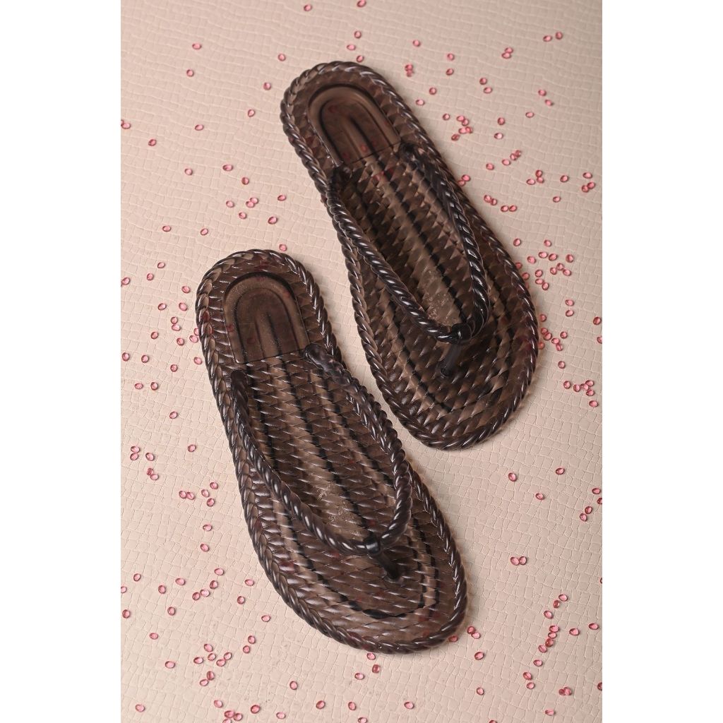 Chinelo Marrocos Feminino jelly Nuvem trança transparente Confortável