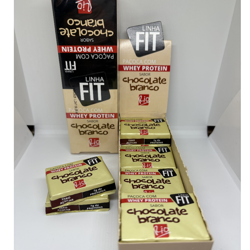Paçoca Chocolate Branco Com Whey Protein Zero Açucar 12 unidades 276g