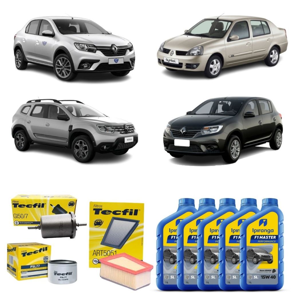 Kit Troca De Óleo Renault Sandero Clio Logan 1.6 15w40 Ipiranga Semisintetico Revisão Original em Oferta na Shopee