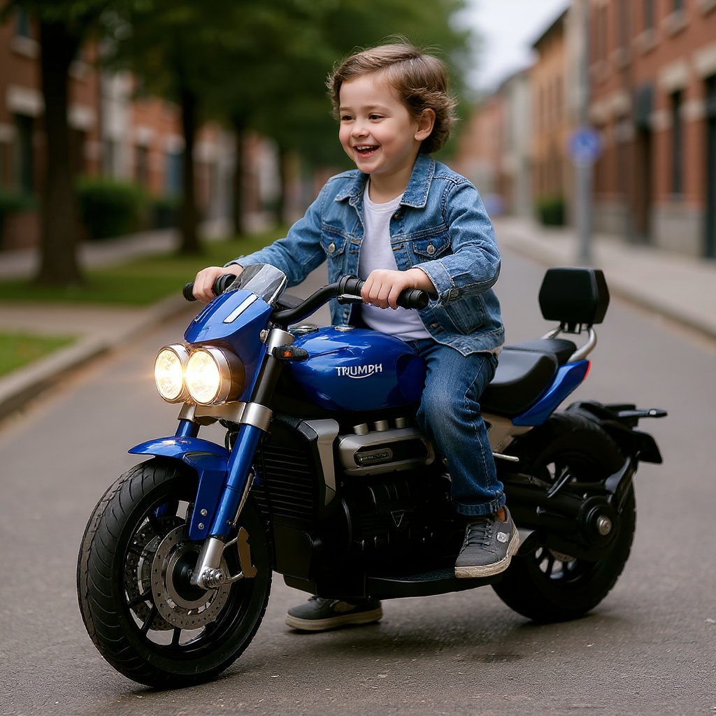 Imagem Mini Moto Eletrica Infantil Triumph Motorizada 6V Azul Motinha para Crianças 2 a 4 anos Motocicleta