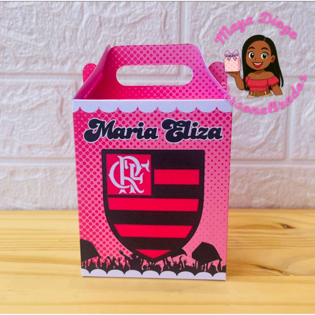FLAMENGO ROSA - MALETINHA Lembrancinha Aniversário Personalizada - PEGUE E MONTE