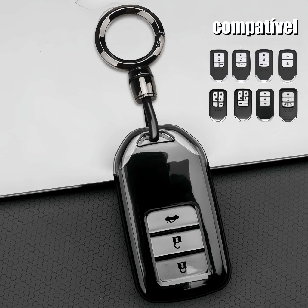 Capa Chave TPU com Chaveiro Encaixe Perfeito Para Fit City Civic HR-V WR-V ZR-V Smart Key
