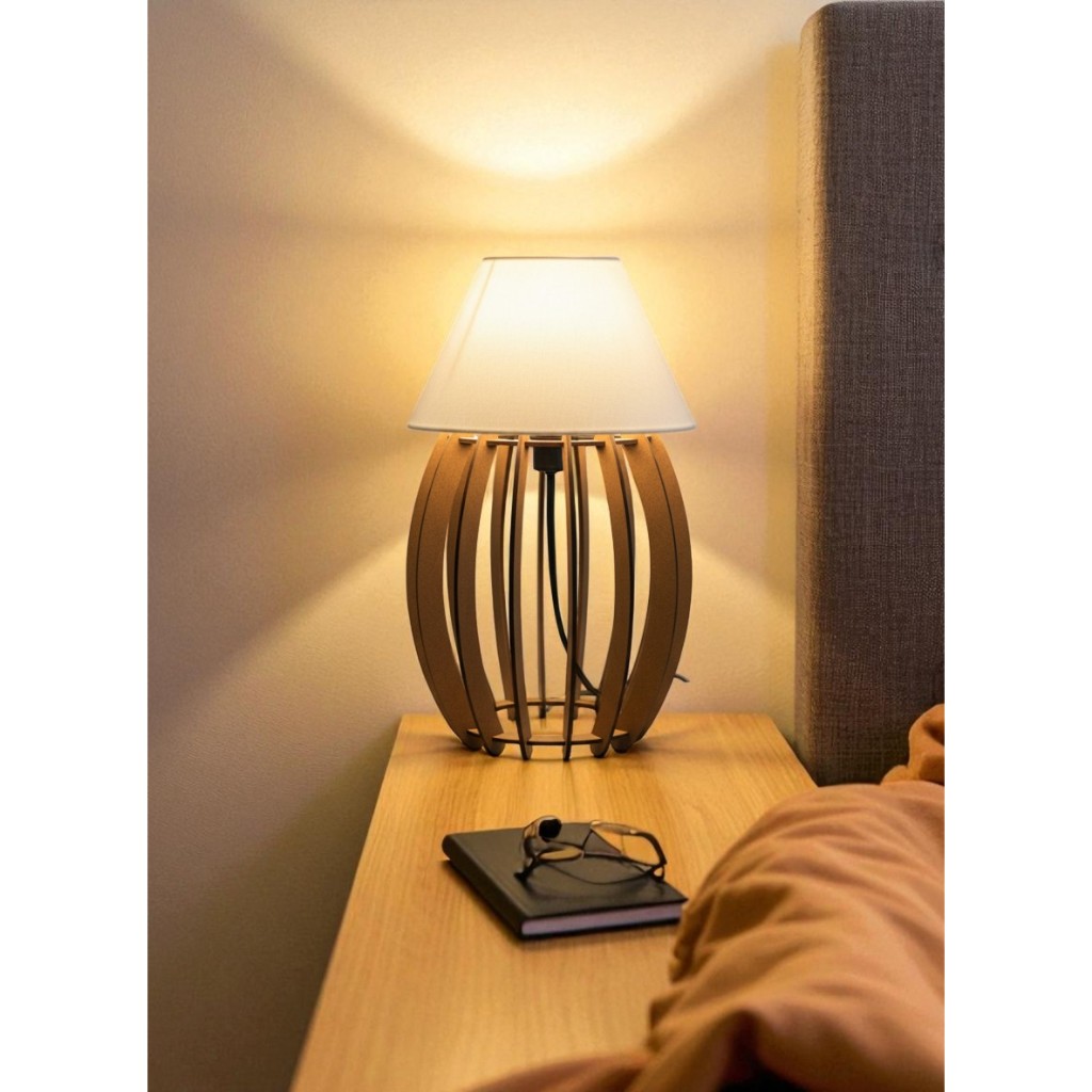Iluminaria Abajur De Madeira Para Cabeceira De Cama Quarto