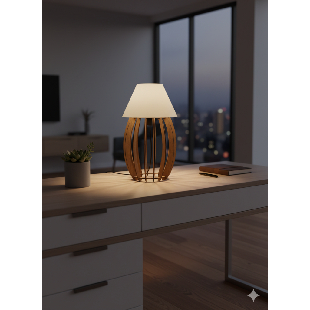 Abajur Iluminaria Moderna De Madeira Decoração Mesa Criado De Cabeceira De Cama