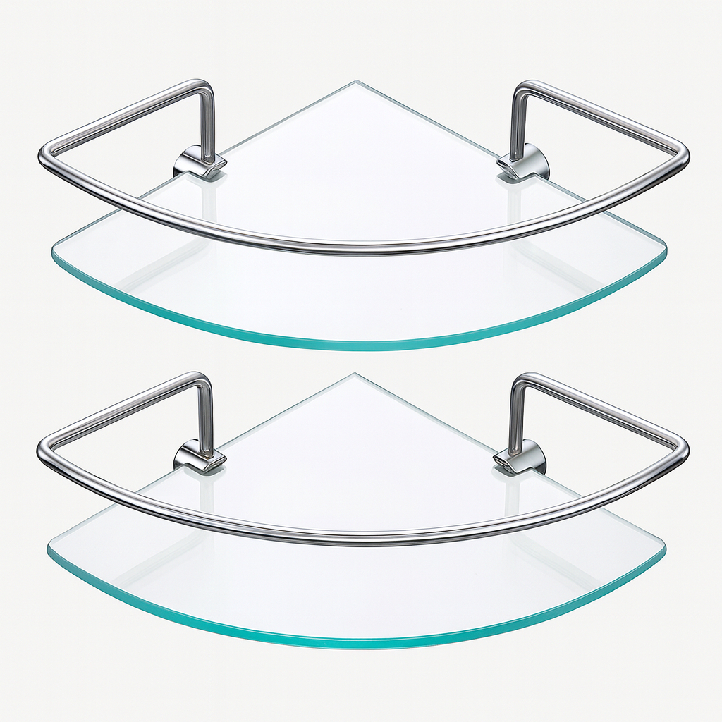 Kit 2 Porta Shampoo Canto Vidro 6mm Luxo Cantoneira Para Banheiro Prateleira Incolor em Oferta na Shopee