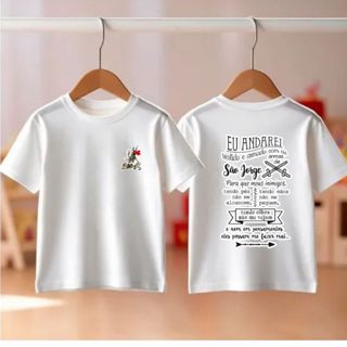 Camiseta Casual Infantil Espada de São Jorge Oração em Oferta na Shopee