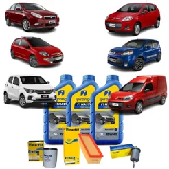 Kit Troca Oleo Filtros Punto Grand Siena Novo Uno Palio Attractive Mobi EVO 8V 15w40 Ipiranga