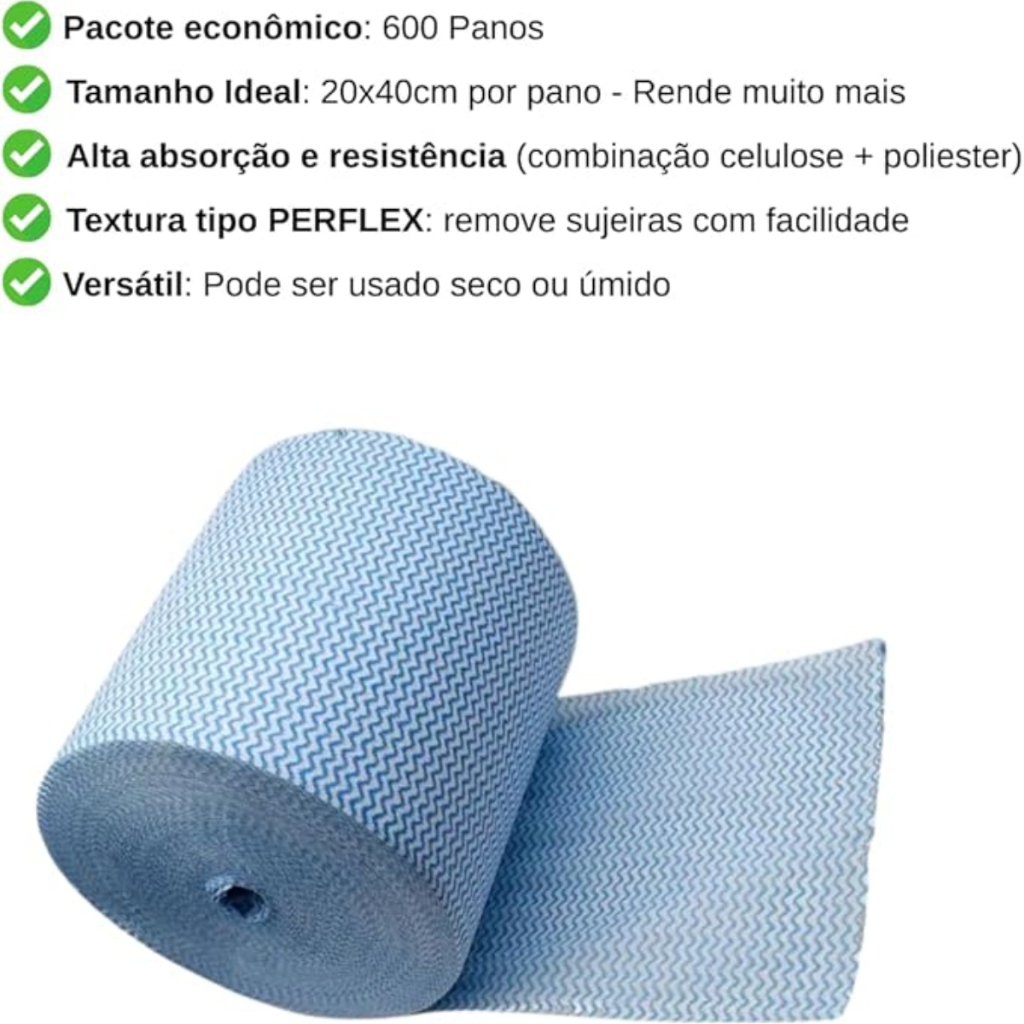 Pano de Limpeza Multiuso Rolo Com 600 Panos 20X40cm Perfex Pano de Limpeza Multiuso 240 Metros em Oferta na Shopee
