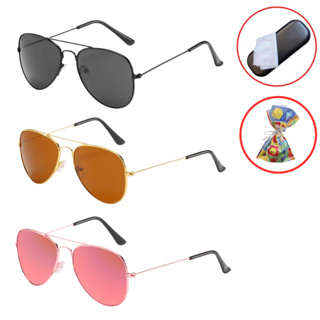 Óculos de sol Infantil Estilo Aviador Colorido Unissex | Proteção Solar UV400 | Espelhado Tendência + Case em Oferta na Shopee