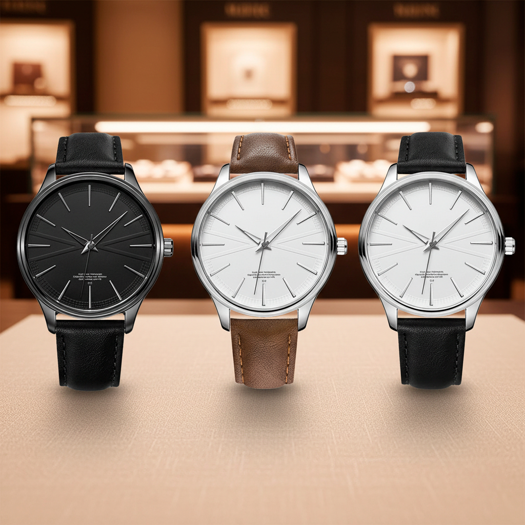 Relógio Masculino Pulseira Em Couro Preto Marrom Resistente À Água Luxo Social Casual Minimalista Analógico Importado