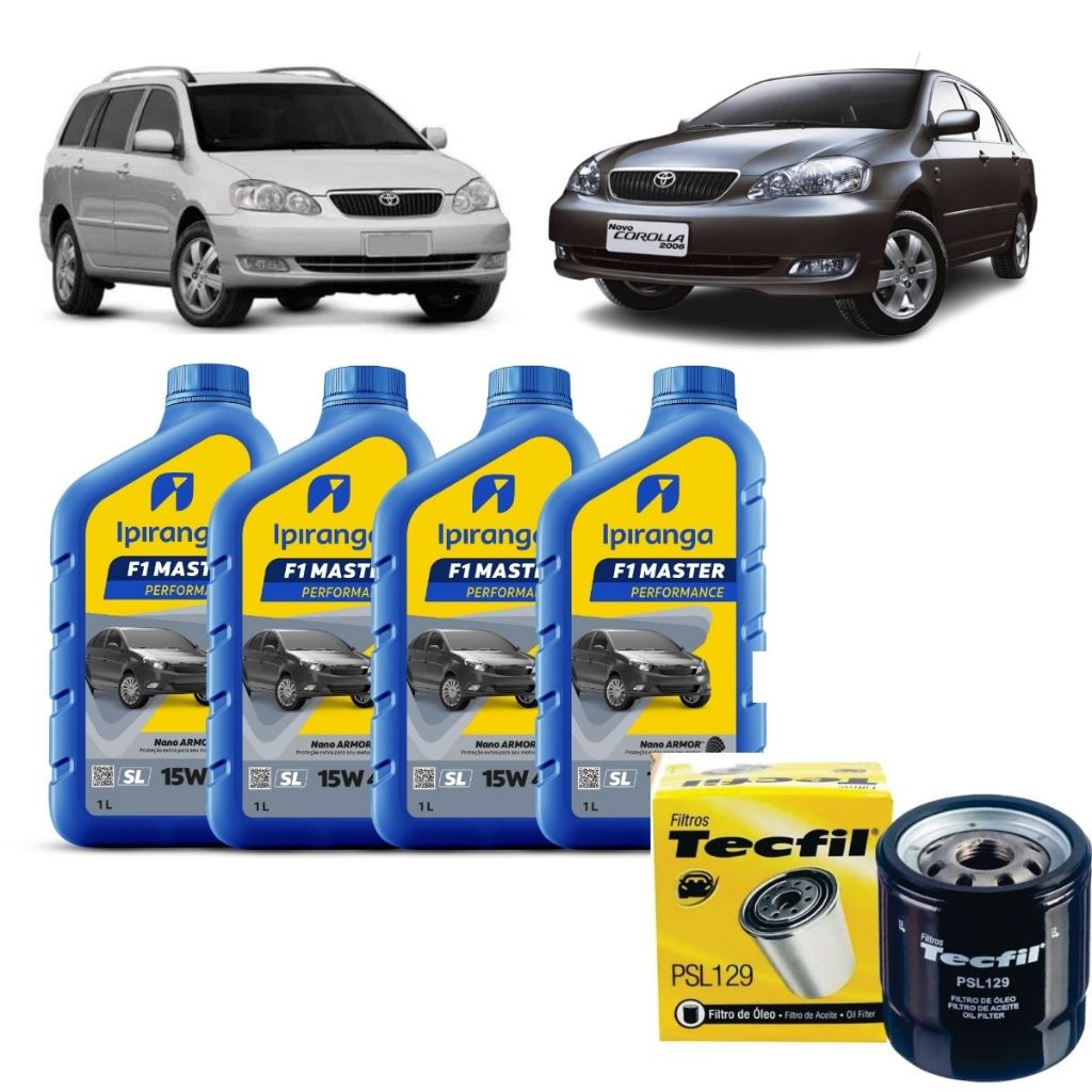 Kit Troca De Oleo E Filtro Toyota Corolla 1.6 1.8 Etios Yaris 1.3 1.5 15w40 Ipiranga Semisintetico