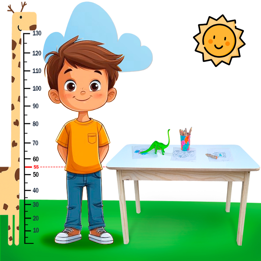 Conjunto Infantil Mesa Retangular 100cm Madeira Pinus + 2 Cadeirinhas Resistente Crianças Atividades