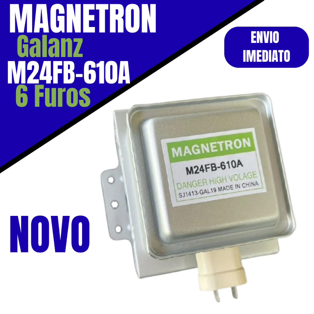 Magnetron para microondas universal com 3 furos