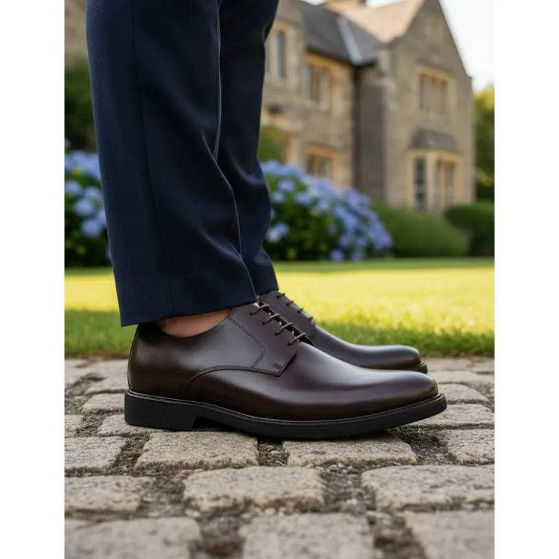 Sapato Social Casual Derby Centuria em Couro Café