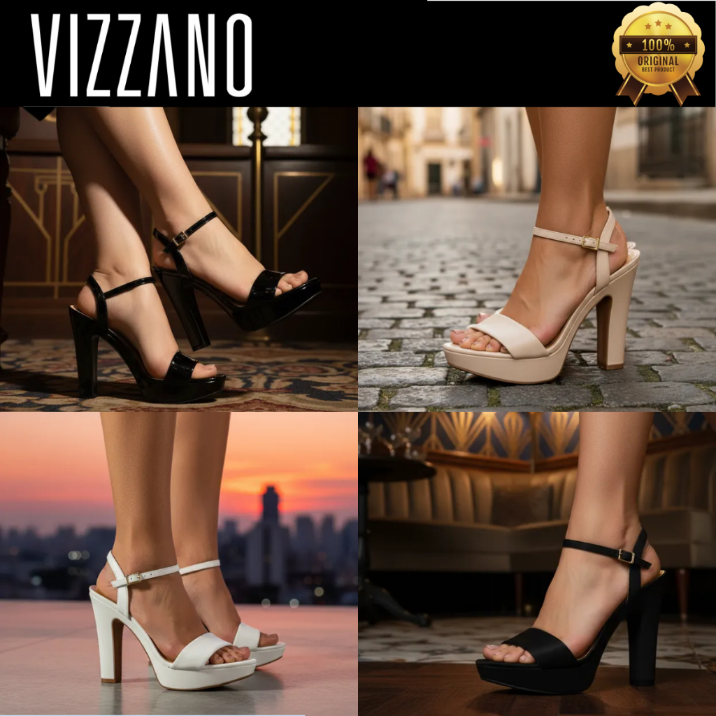 Sandália Plataforma Confortável Feminina Salto Alto Grosso Meia Pata Bloco Vizzano Conforto Original