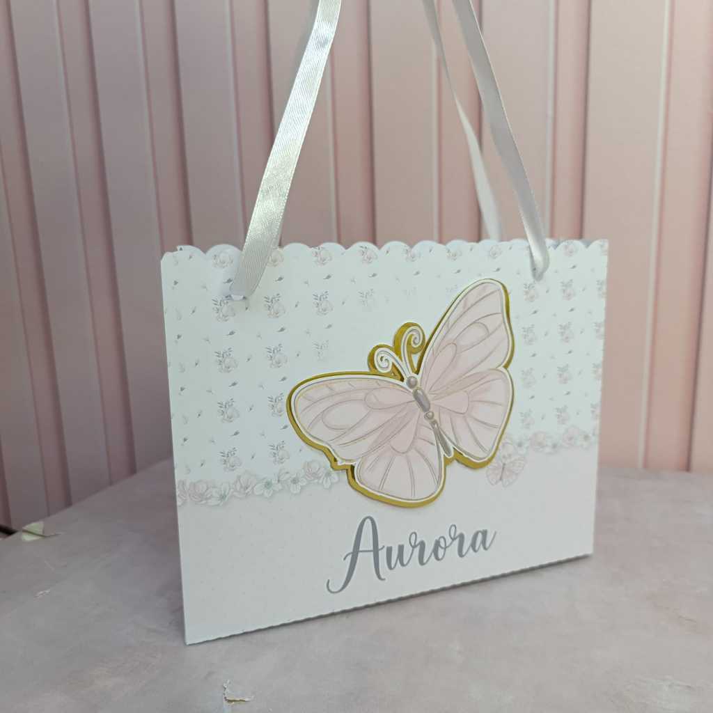 Sacolinha Personalizada borboleta | Sacola de Papel para Festa Infantil | Lembrancinha | Sacola Surpresa | QUALQUER TEMA