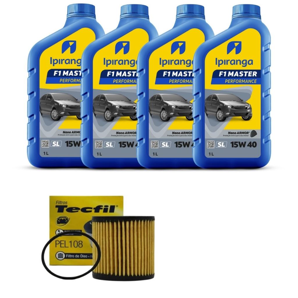 Kit Troca De Oleo Peugeot Hoggar 307 207 208 1.6 1.4 Citroen C3 C4 Aircross 15w40 Ipiranga