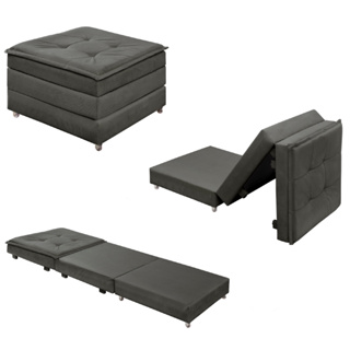 Puff Dobrável com Baú que Vira Cama Solteiro – Espuma D23 e Rodízios em Oferta na Shopee