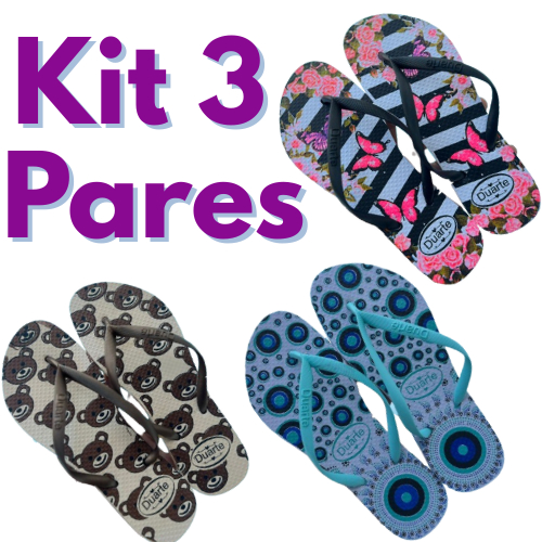 Kit 3 Pares de Chinelo Feminino Adulto Mais Vendidos Promocao