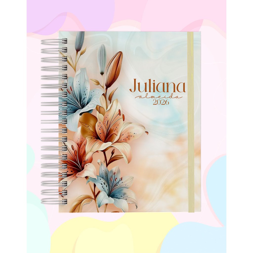 Agenda 2026 Personalizada | Capa Feminina com Nome | 2 dias por página com horário