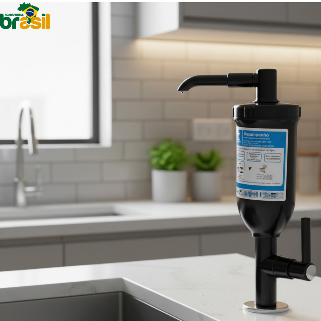 torneira Filtro Bebedouro Bancada Preta ABS 1/4 Volta Água Filtrada Cozinha Escola Escritório