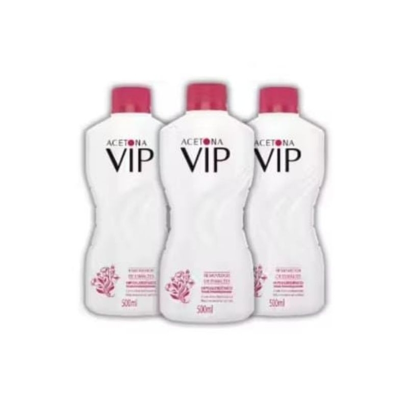Kit c/3 Acetona-Removedor de esmalte Vip 500ml- Hiporalergênico