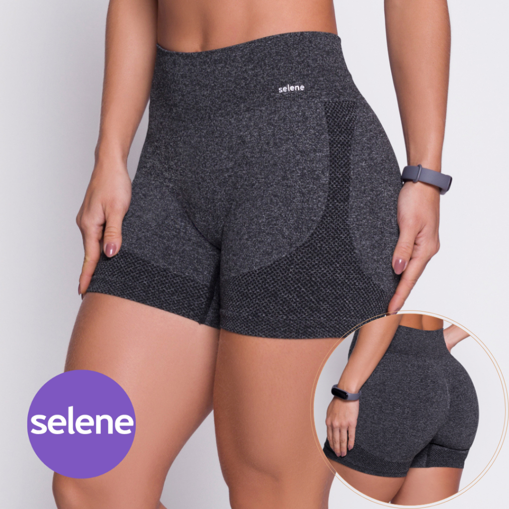 Short Fitness Selene Feminino Push Up Sem Costura Zero Transparência 20924.001 em Oferta na Shopee