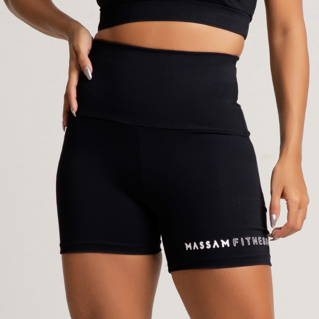 Short Feminino Poliamida Silk Massam Fitness Preto em Oferta na Shopee