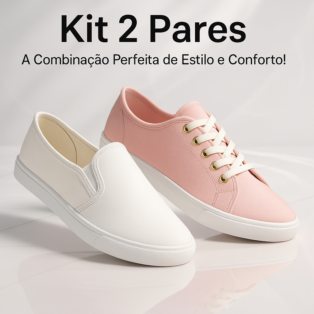 Kit Tênis Feminino Casual e Sapatilha Slip On – Estilo, Leveza e Conforto em Oferta na Shopee