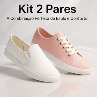 Kit Tênis Feminino Casual e Sapatilha Slip On – Estilo, Leveza e Conforto em Oferta na Shopee