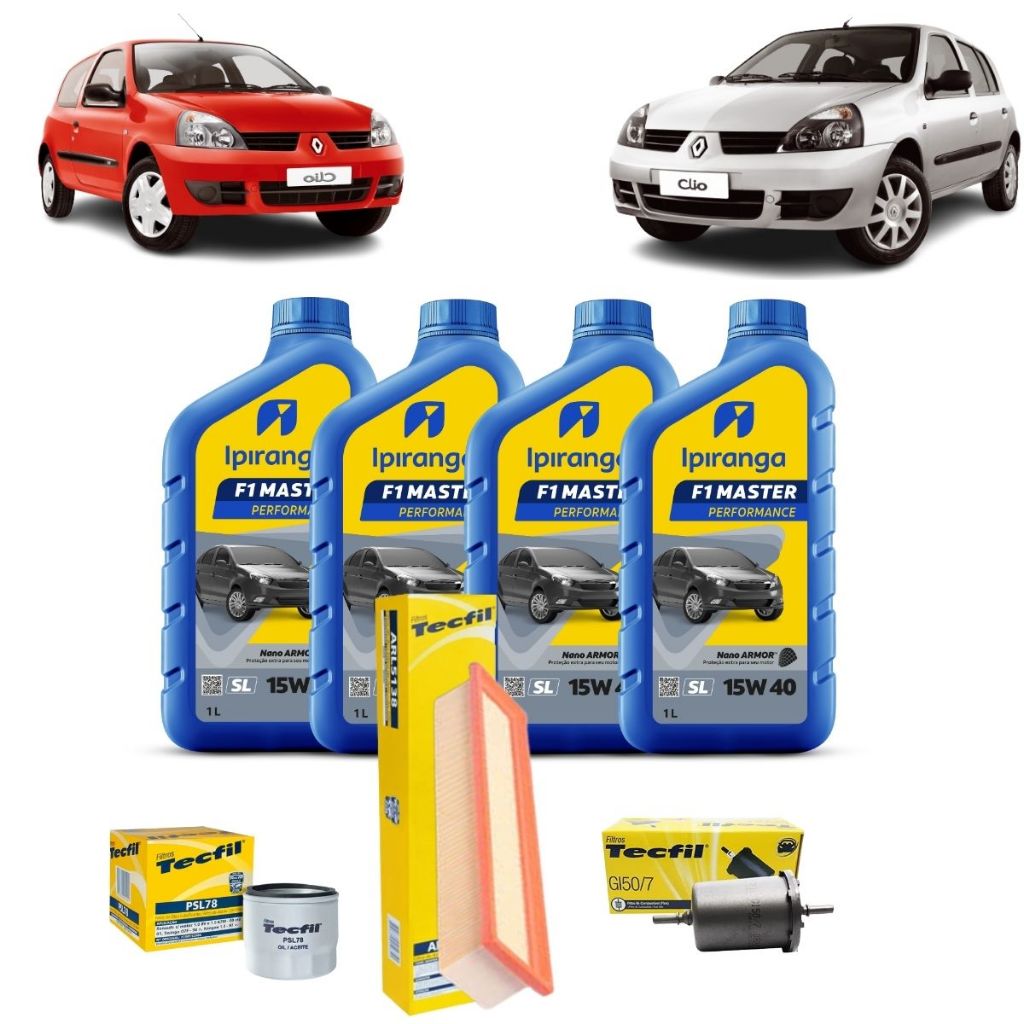 Kit Troca De Óleo Renault Clio Logan Sandero 1.0 16V 15w40 Ipiranga Semisintetico Revisão Original