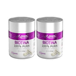 Kit 2x Biotina 100% pura 45mcg (60 cápsulas) - Body Action em Oferta na Shopee