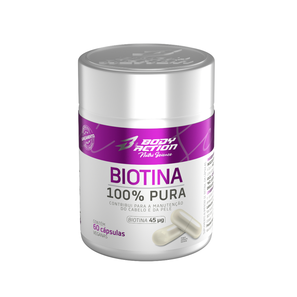Biotina 100% pura 45mcg (60 cápsulas) - Body Action em Oferta na Shopee