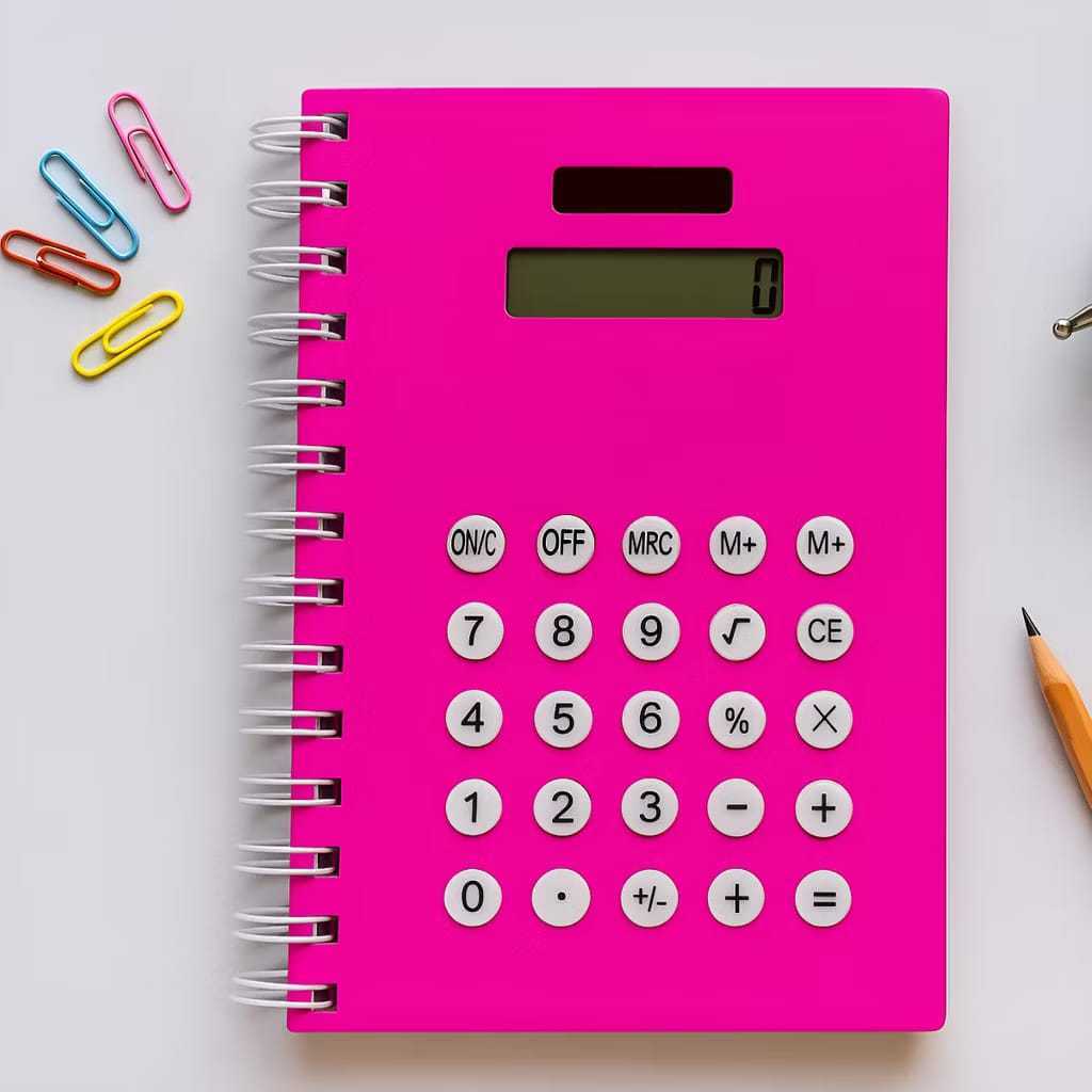 Caderno Com Calculadora Embutida Espiral 80 Folhas Anotações + Cálculo