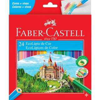 Lápis De Cor Escolar Faber Castell 24 Cores Sextavado Hexagonal Cores Vivas em Oferta na Shopee