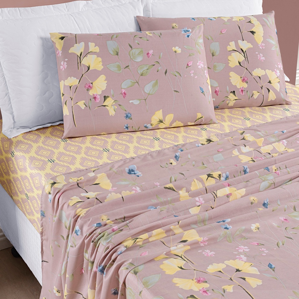 Jogo De Lençol Bouti para Cama solteiro Ou Casal Forro De Cama Floral