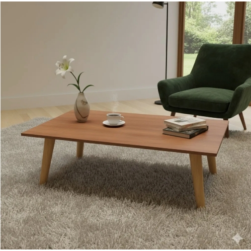 Mesa de Centro Retangular Retrô 60x30cm com Pés Palito em Madeira Design Moderno e Elegante - Promo em Oferta na Shopee