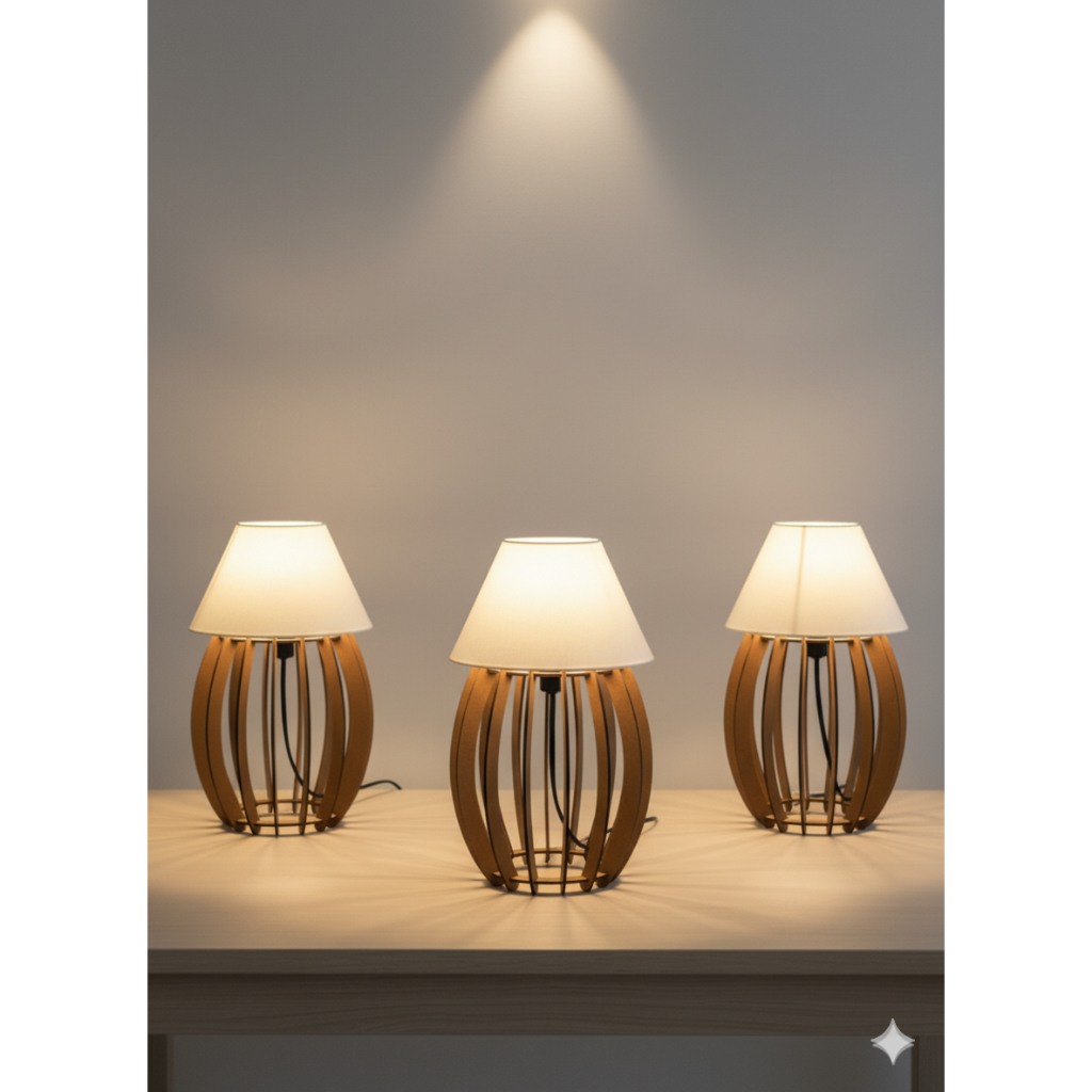 Abajur De Cabeceira De Madeira Iluminaria Moderna Para Mesas e Aparadores Madeira Mdf
