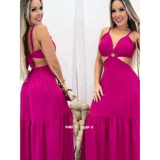 Vestido Longo Feminino Elegante De Argola Tem Bojo Forro Modelo Alcinha Regulável Moda Verão em Oferta na Shopee