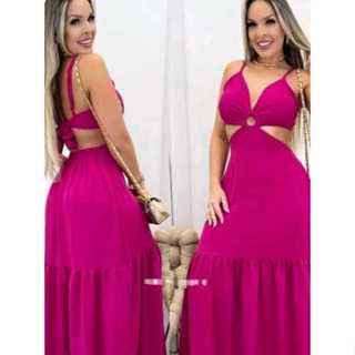 Vestido Longo Feminino Elegante De Argola Tem Bojo Forro Modelo Alcinha Regulável Moda Verão em Oferta na Shopee