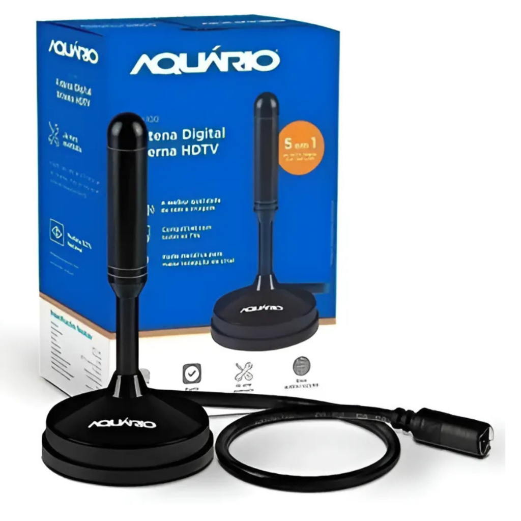 Antena Digital Interna Externa Full HD Sinal Forte Smart tv 4K UHF VHF Com Cabo em Oferta na Shopee