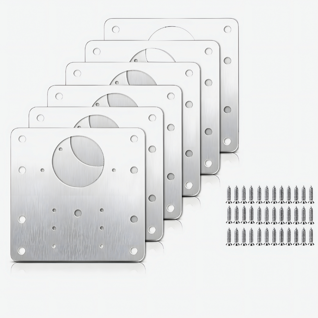 🛠️ Kit 10 Placas de Reparo Para Porta, Armário e Móveis MDF em Aço Inox com Parafusos