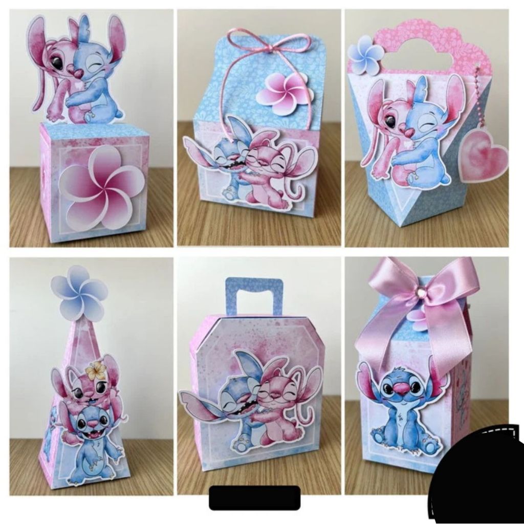 Personalizados Tema Stitch e Angel I pegue e Monte I Lembrancinhas - Aniversário - Caixinha Personalizadas