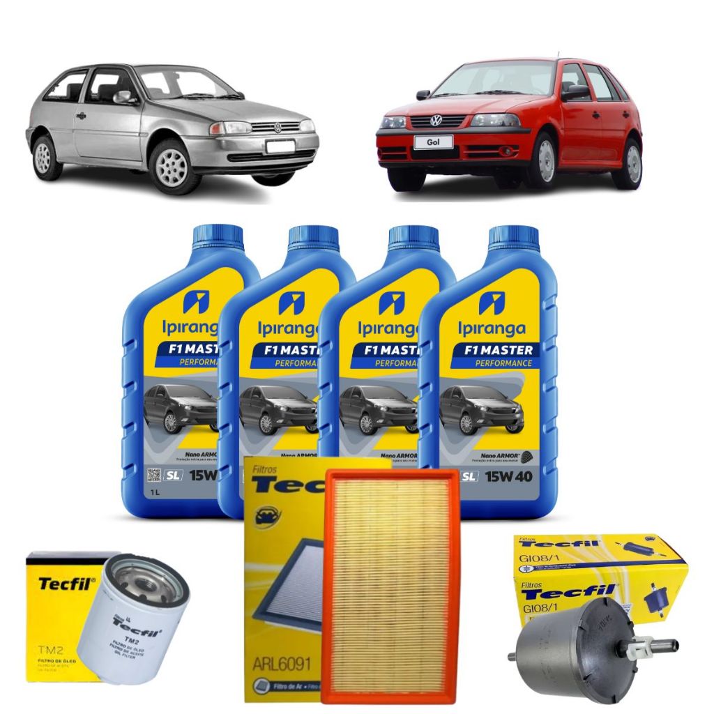 Kit Troca de Oleo E Filtros GOL Parati Saveiro G2 G3 1.6 1.8 15W40 Ipiranga revisão Original em Oferta na Shopee