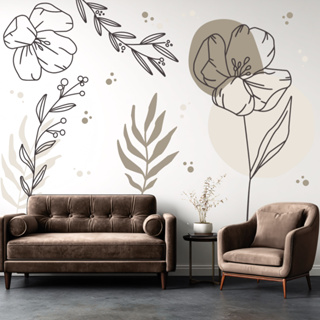 Papel De Parede Boho Minimalista Adesivo de Parede Floral Folhagem luxuosa Quarto Sala Cozinha Copa em Oferta na Shopee