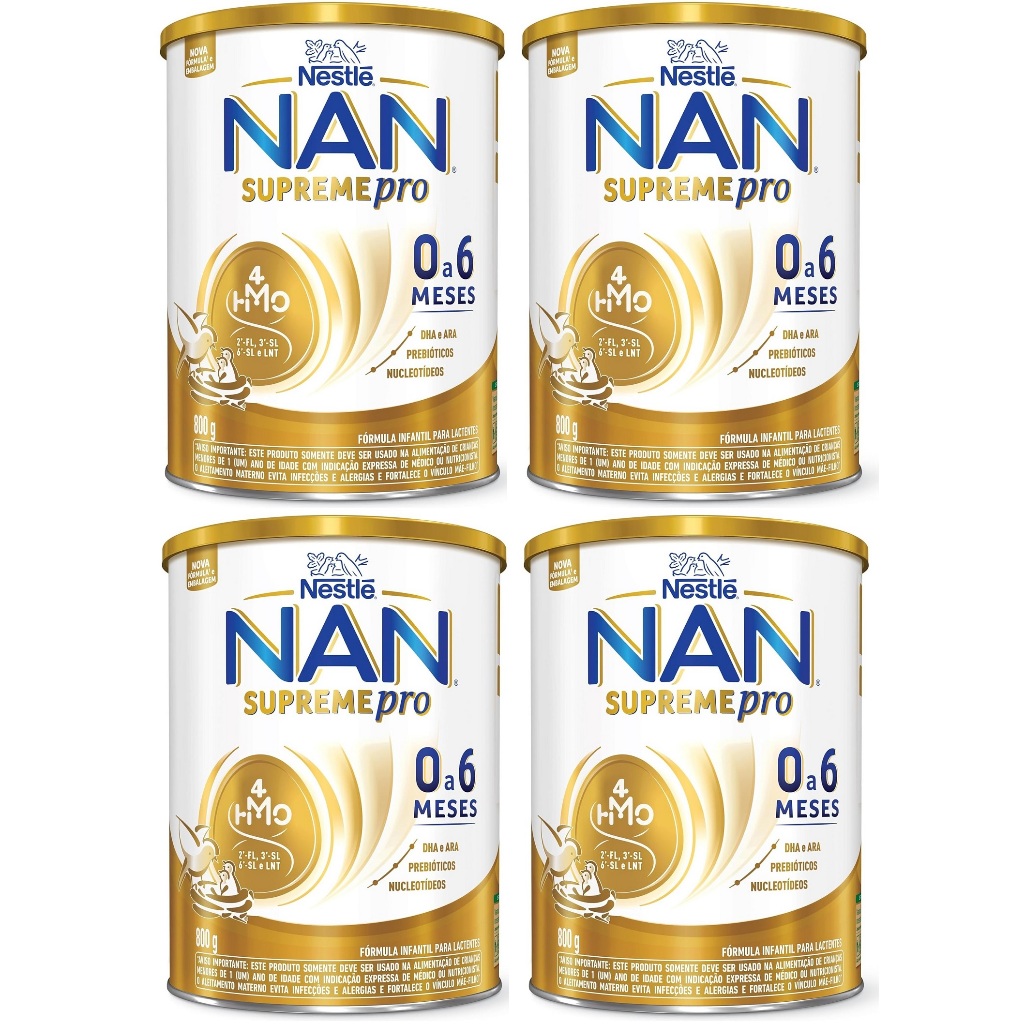 Kit 4 Latas NAN Supreme 800gr 0 a 6 Meses (AMARELO) EQ.1 em Oferta na Shopee