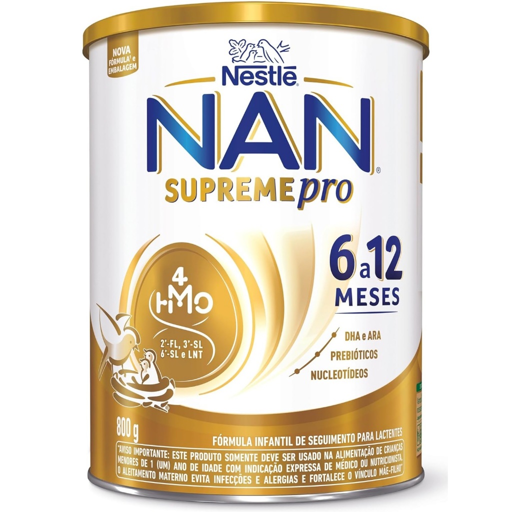 1 Lata NAN Supreme Pro 800gr 6 a 12 Meses Fórmula Infantil (AMARELO) EQ.1