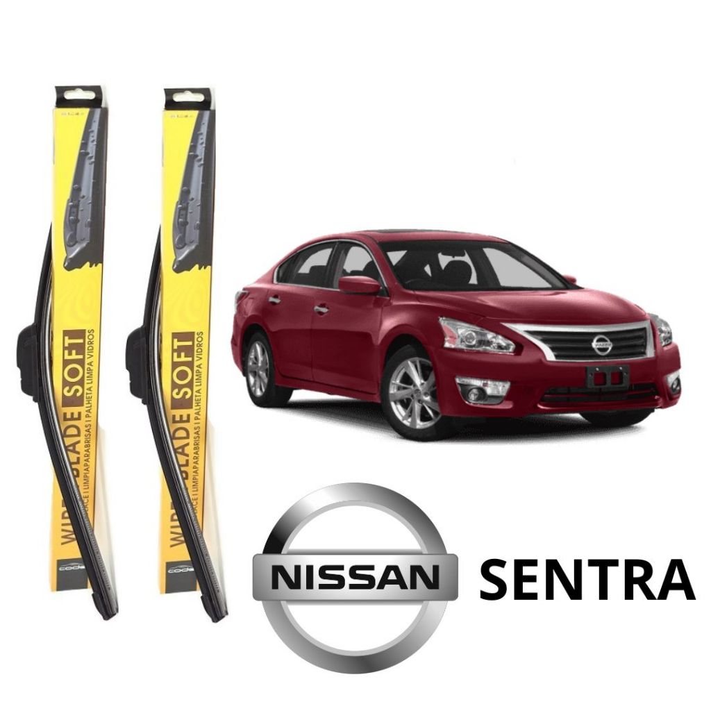 Kit Par 2 Palhetas para Limpador de Parabrisa Dianteiro para Nissan Sentra 2014 a 2020