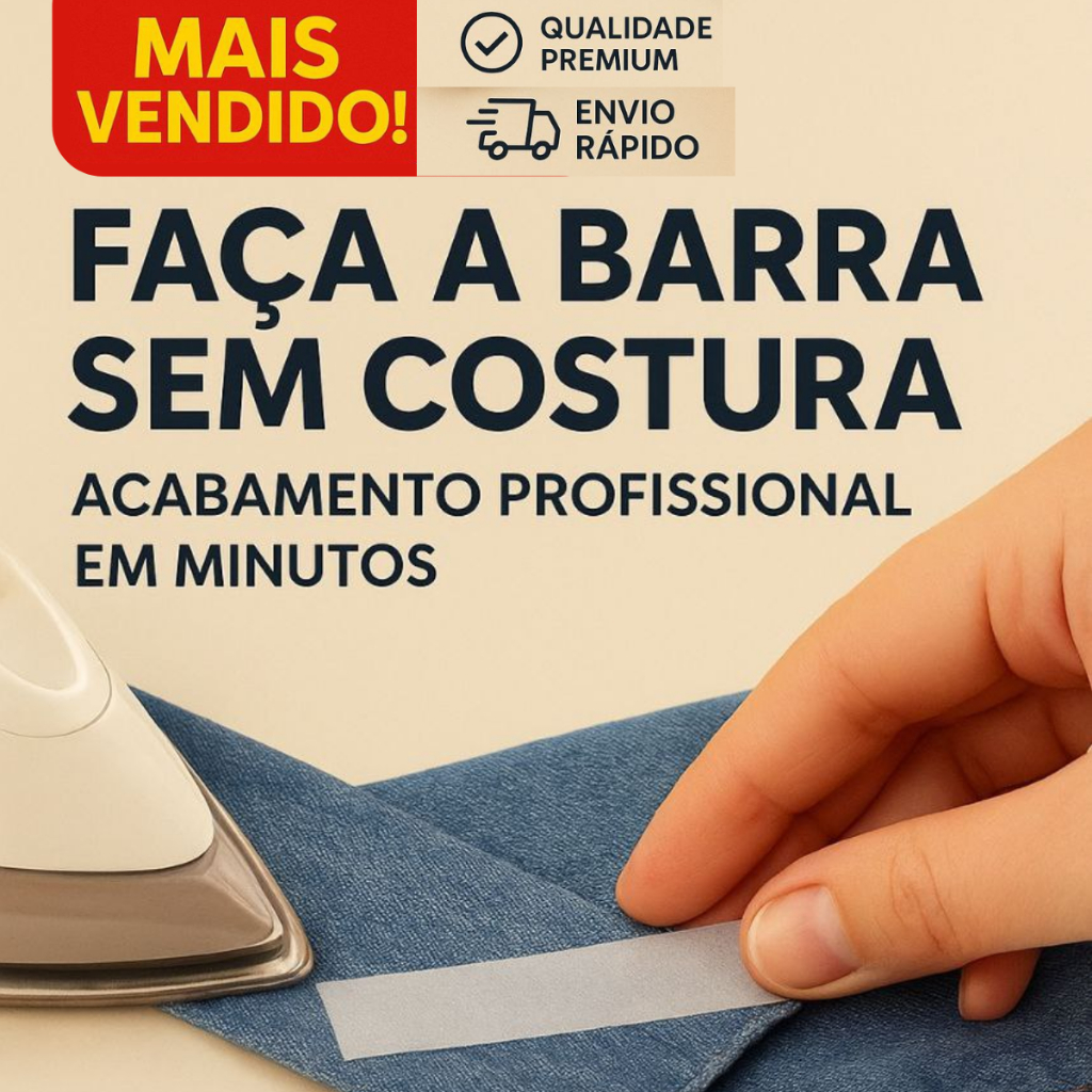 Imagem Fita Barra Fácil ® ORIGINAL - bainha Barra Calça Jeans Roupa Bainha cortina Ferro Passar tik tok