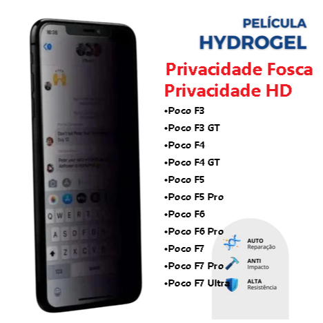 Película De Hidrogel HD e Fosca Privacidade Para Xiaomi Poco F3 F4 F5 F6 F7 F8 Pro GT Ultra  - 05XM / PL05 em Oferta na Shopee